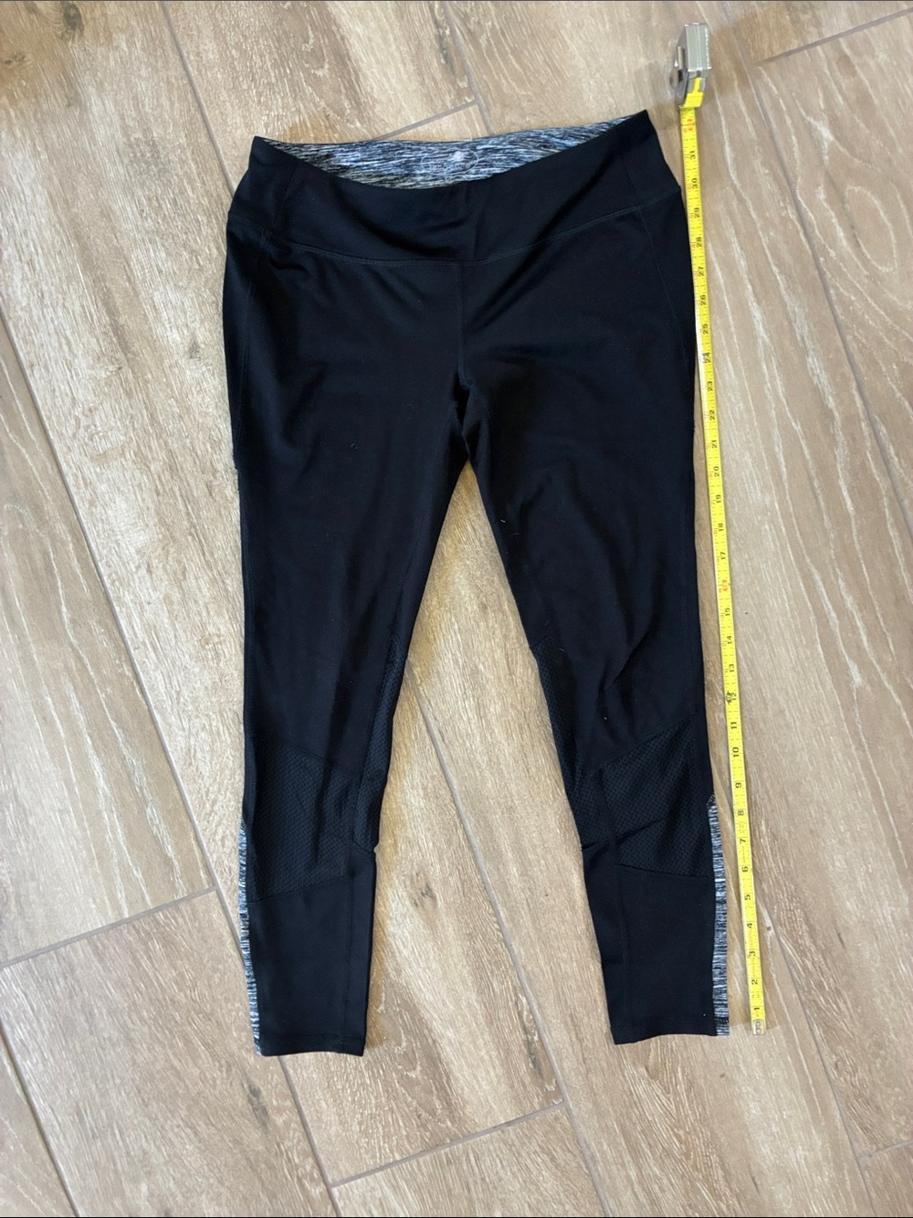 Tangerine Black Leggings with Heathered Waistband and Side Panels